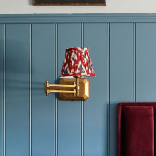 Extendable Brass Wall Light | Red & Blue Pleated Shade in Lighting from Oriana B www.orianab.com