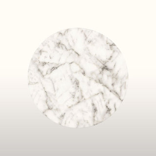 Faux White Marble Pedestal Table in Archived from Oriana B www.orianab.com