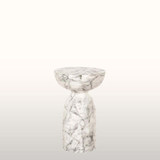 Faux White Marble Pedestal Table in Archived from Oriana B www.orianab.com