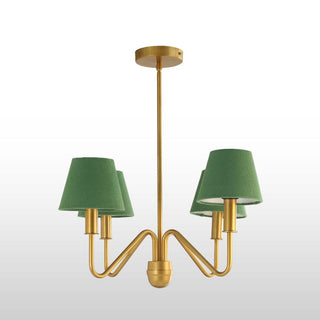 Four Arm Brass Chandelier | Green Shades in Lighting from Oriana B www.orianab.com
