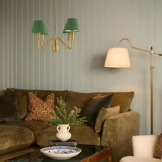 Four Arm Brass Chandelier | Green Shades in Lighting from Oriana B www.orianab.com
