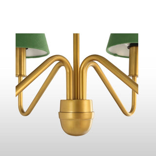 Four Arm Brass Chandelier | Green Shades in Lighting from Oriana B www.orianab.com