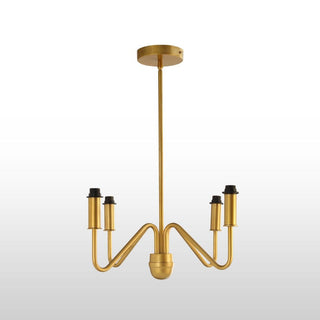 Four Arm Brass Chandelier | White Shades in Lighting from Oriana B www.orianab.com