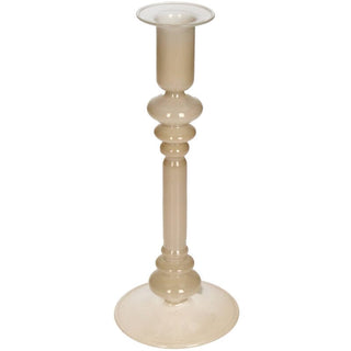 Glass Candlestick | Beige in Homewares from Oriana B www.orianab.com