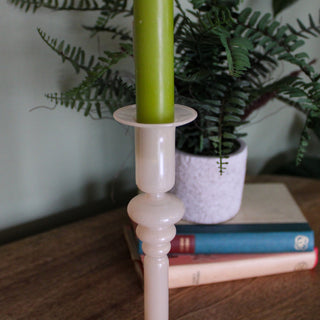 Glass Candlestick | Beige in Homewares from Oriana B www.orianab.com