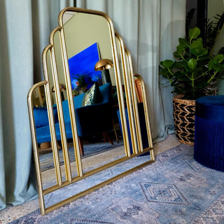 Gold Art Deco Inspired Mirror in Archived from Oriana B www.orianab.com