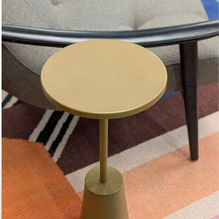 Gold Pedestal Drinks Table | SAMPLE in Outlet from Oriana B www.orianab.com