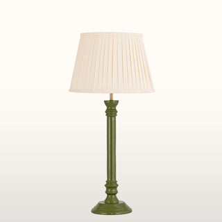Green Enamel Table Lamp | Neutral Pleated Lampshade in Lighting from Oriana B www.orianab.com