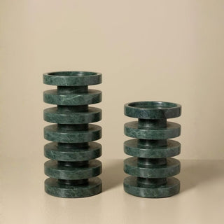 Green Marble Pillar Candleholder | Medium in Homewares from Oriana B www.orianab.com