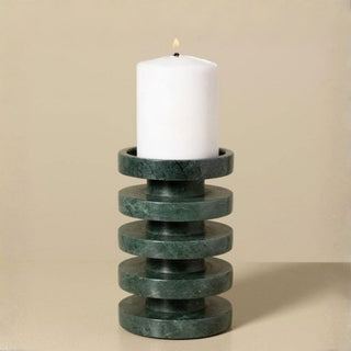 Green Marble Pillar Candleholder | Medium in Homewares from Oriana B www.orianab.com