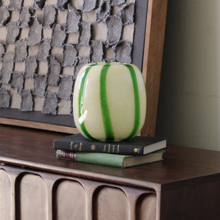 Green Striped Glass Vase in Homewares from Oriana B www.orianab.com