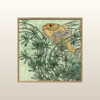 Green Tile with Fish Print | 61x61 in Homewares from Oriana B www.orianab.com