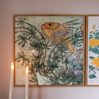 Green Tile with Fish Print | 61x61 in Homewares from Oriana B www.orianab.com