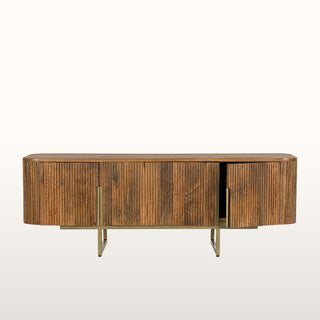 Grooved Wood & Brass Credenza Sideboard in Furniture from Oriana B. www.orianab.com
