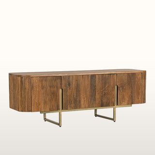 Grooved Wood & Brass Credenza Sideboard in Furniture from Oriana B. www.orianab.com