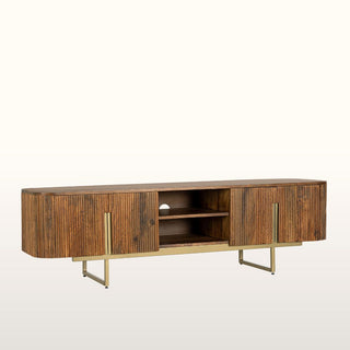 Grooved Wood & Brass Extra Wide Media Unit in Furniture from Oriana B. www.orianab.com