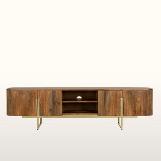 Grooved Wood & Brass Extra Wide Media Unit in Furniture from Oriana B. www.orianab.com