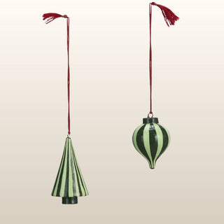Hand-Painted Striped Christmas Baubles | Set of 2 in Christmas from Oriana B www.orianab.com