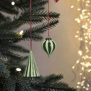 Hand-Painted Striped Christmas Baubles | Set of 2 in Christmas from Oriana B www.orianab.com