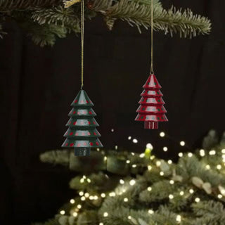 Hand-Painted Wooden Christmas Trees Baubles | Set of 2 in Christmas Decorations from Oriana B www.orianab.com