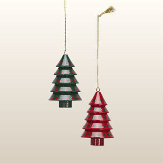 Hand-Painted Wooden Christmas Trees Baubles | Set of 2 in Christmas Decorations from Oriana B www.orianab.com