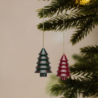 Hand-Painted Wooden Christmas Trees Baubles | Set of 2 in Christmas Decorations from Oriana B www.orianab.com