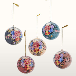 Handmade Papier Mache Baubles | Set of 5 in Christmas Decorations from Oriana B www.orianab.com
