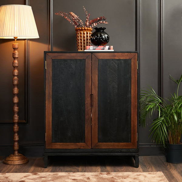 Inlay Bar Cabinet | Black & Wood in Furniture from Oriana B www.orianab.com