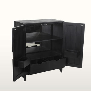Inlay Bar Cabinet | Black & Wood in Furniture from Oriana B www.orianab.com