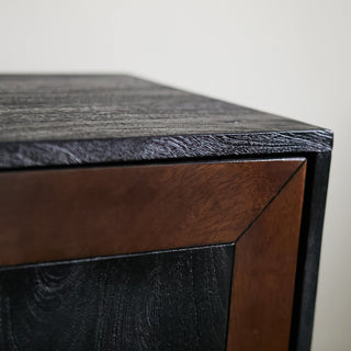 Inlay Sliding Door Console Cabinet | Black & Wood in Furniture from Oriana B www.orianab.com