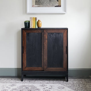 Inlay Sliding Door Console Cabinet | Black & Wood in Furniture from Oriana B www.orianab.com