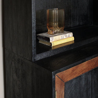 Inlay Tall Bookshelf with Cabinet | Black & Wood in Furniture from Oriana B www.orianab.com