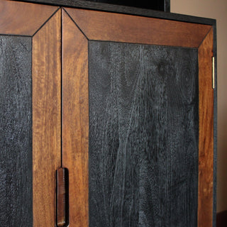 Inlay Tall Bookshelf with Cabinet | Black & Wood in Furniture from Oriana B www.orianab.com