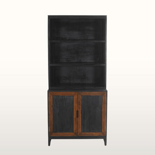 Inlay Tall Bookshelf with Cabinet | Black & Wood in Furniture from Oriana B www.orianab.com