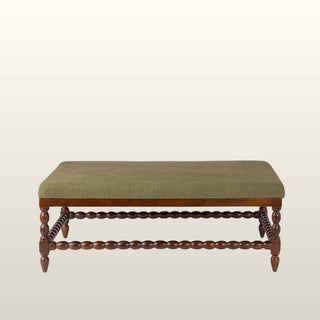 Large Bobbin Ottoman | Green Linen in Furniture from Oriana B www.orianab.com