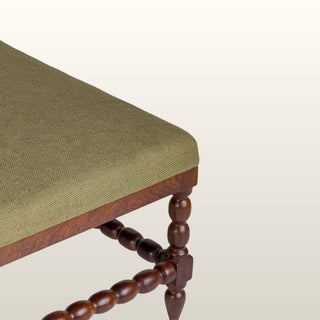 Large Bobbin Ottoman | Green Linen in Furniture from Oriana B www.orianab.com