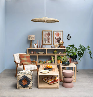 Large Sandblasted Shelving Display Console Table in Display from Oriana B www.orianab.com