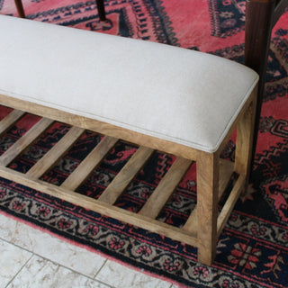 Linen and Wood Bench in Furniture from Oriana B www.orianab.com