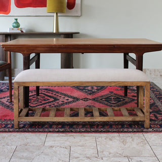 Linen and Wood Bench in Furniture from Oriana B www.orianab.com