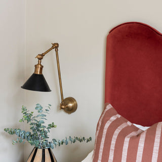 Long Arm Cone Wall Light | Brass & Black in Lighting from Oriana B www.orianab.com