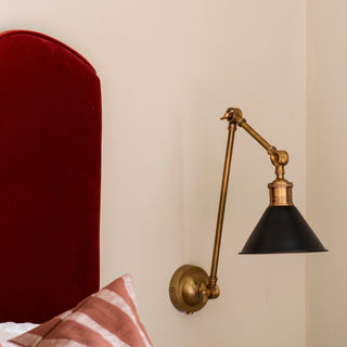 Long Arm Cone Wall Light | Brass & Black in Lighting from Oriana B www.orianab.com