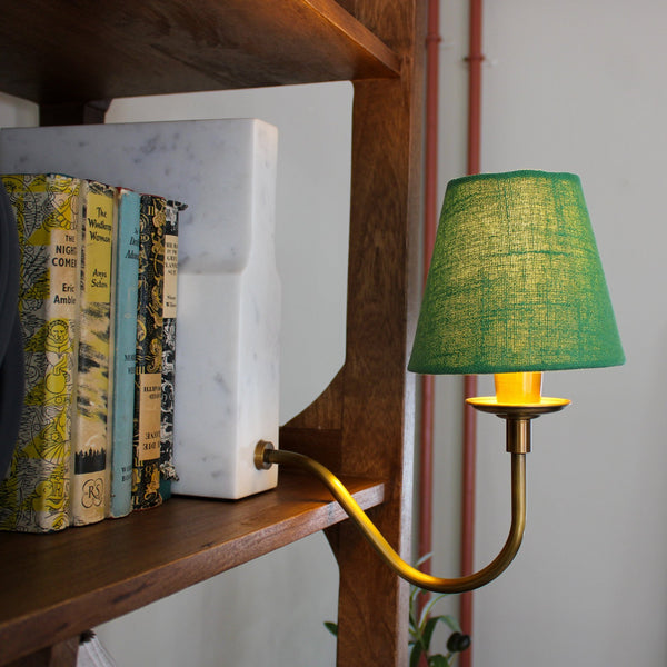 Marble Bookshelf Lamp with Green Shade in Lighting from Oriana B www.orianab.com