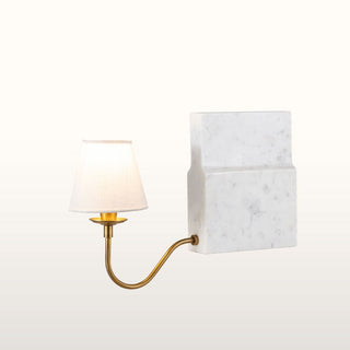 Marble Bookshelf Lamp with White Shade in Lighting from Oriana B www.orianab.com