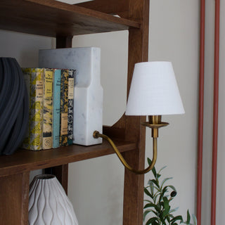 Marble Bookshelf Lamp with White Shade in Lighting from Oriana B www.orianab.com