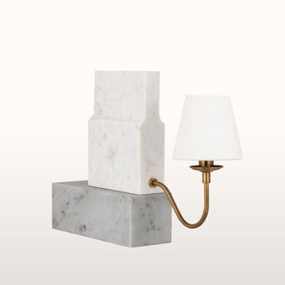 Marble Bookshelf Lamp with White Shade in Lighting from Oriana B www.orianab.com