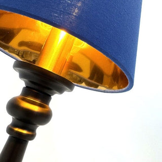 Matt Black & Brass Rechargeable Table Lamp w/ Royal Blue Shade in Lamps from Oriana B www.orianab.com