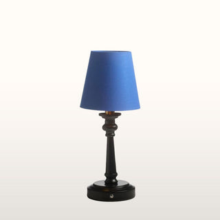 Matt Black & Brass Rechargeable Table Lamp w/ Royal Blue Shade SAMPLE in Outlet from Oriana B www.orianab.com