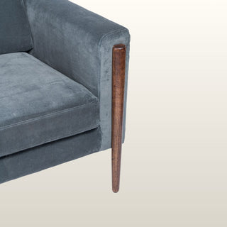 Mid Century Inspired Armchair | Smokey Blue Velvet in Furniture from Oriana B www.orianab.com