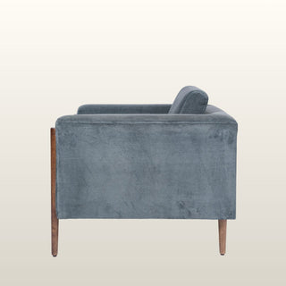 Mid Century Inspired Armchair | Smokey Blue Velvet in Furniture from Oriana B www.orianab.com