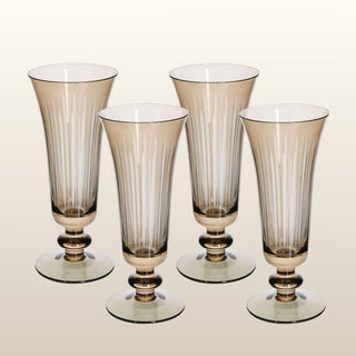 Oat Ribbed Champagne Flutes | Set of 4 in Homewares from Oriana B www.orianab.com